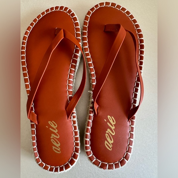 Aerie Red Sandals with White Stitching - Picture 1 of 7